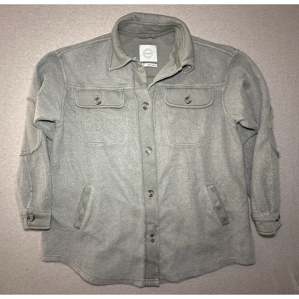 STOOSH Woman's Medium Flannel Green Button Up Comfortable Sweater